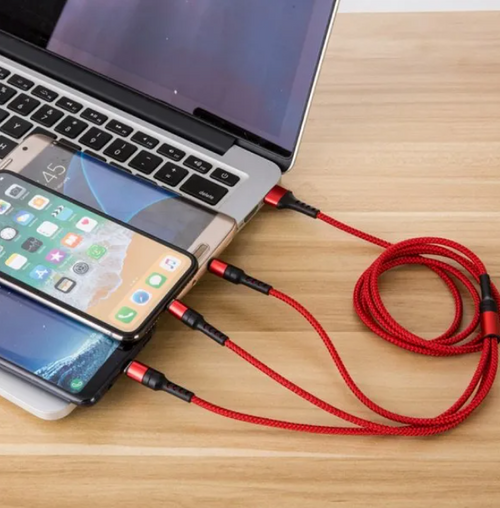 3 In 1 100W Transparent Pilot Lamp Super Fast Charging Cable Universal with Type C Usb Micro for Iphone Samsung Huawei Xiaomi 6A AND OTHER MOBILE